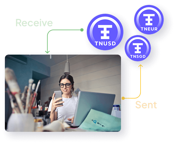 Woman managing finances with TNPay